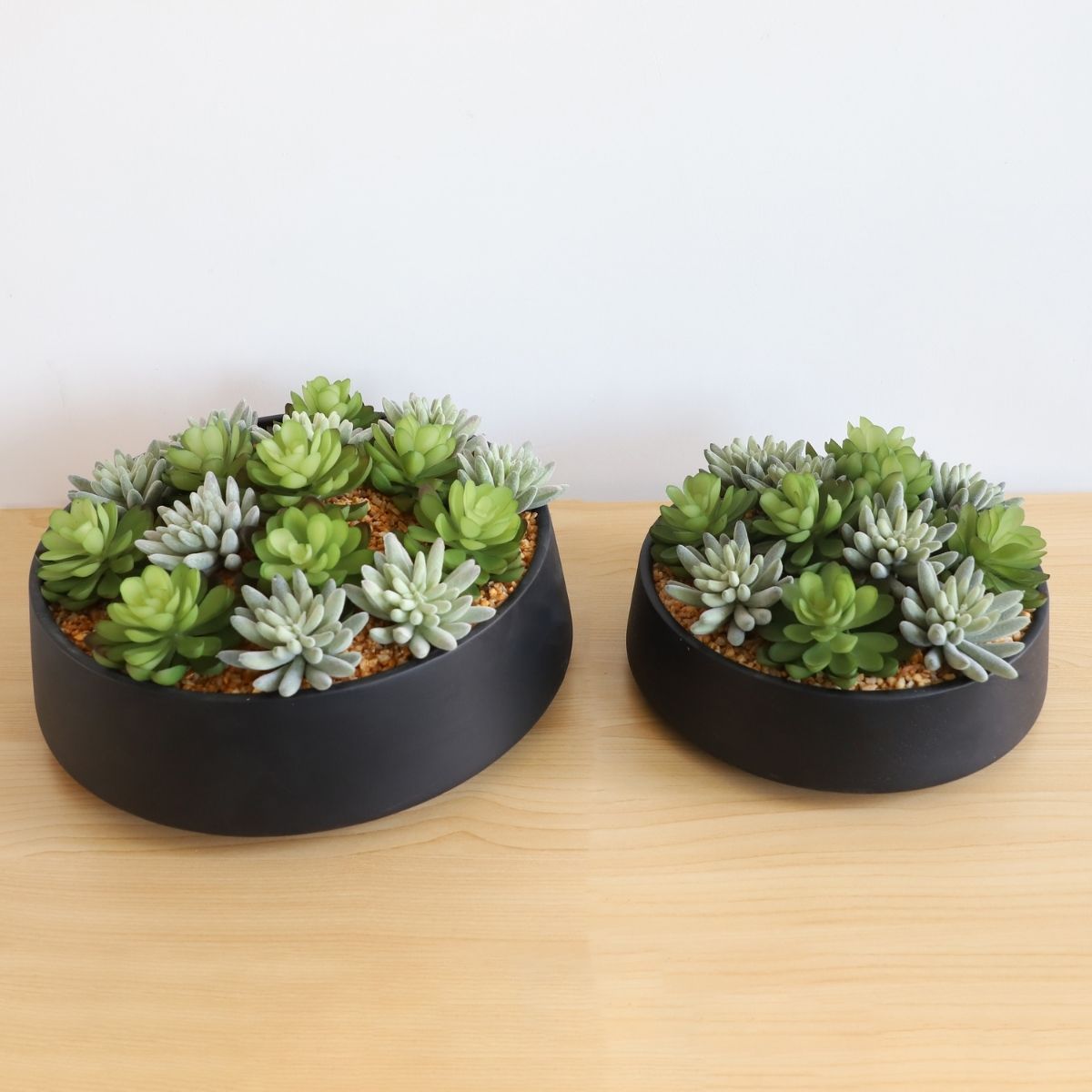 Potted Artificial Plant - Kae Artificial Succulent Arrangement In Low Black Pot