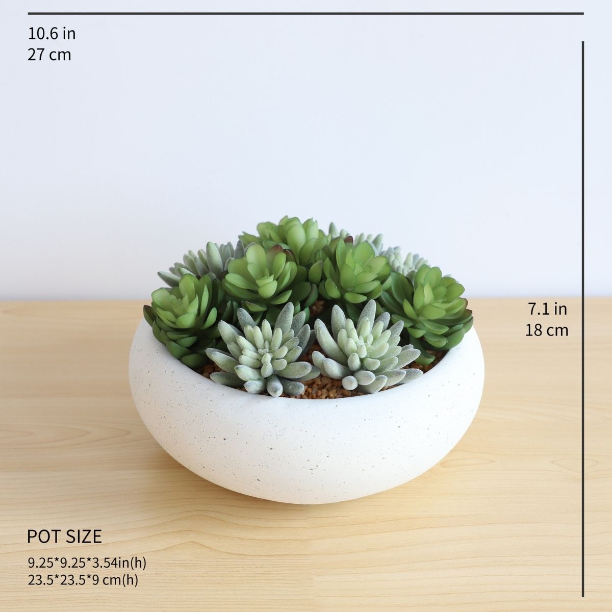 Potted Artificial Plant - Zed Faux Succulent Arrangement In Low White Pot 7.1"