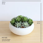 Potted Artificial Plant - Zed Faux Succulent Arrangement In Low White Pot 7.1"