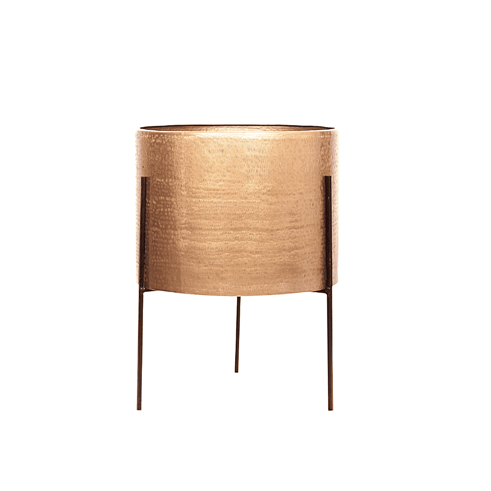 Brass Planter - Zoe - Brass Mid-Century Planter With Black Metal Stand