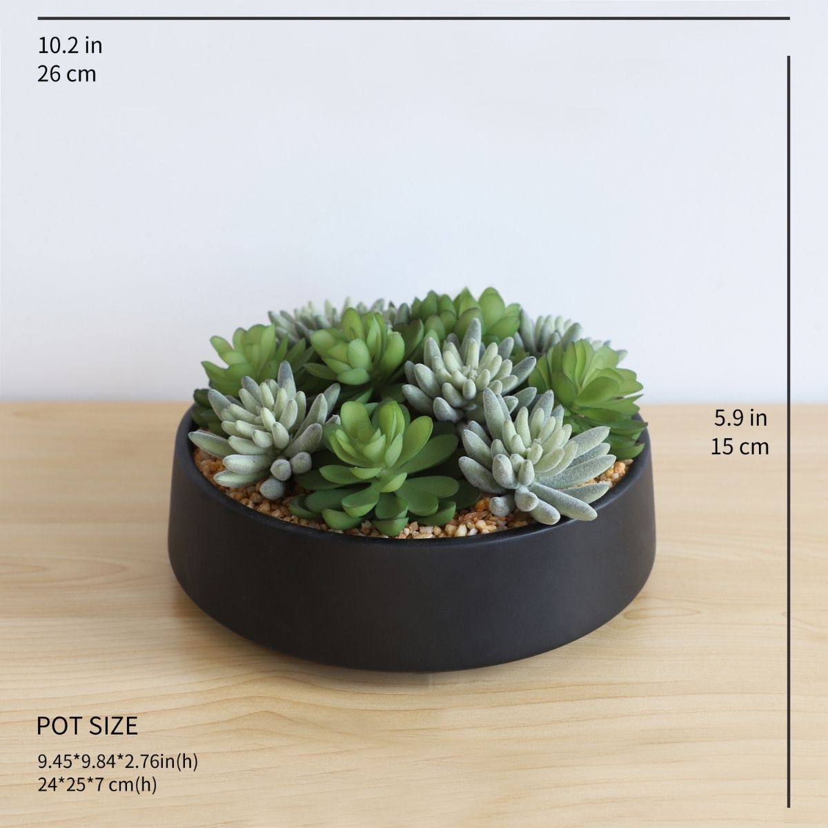 Potted Artificial Plant - Kae Artificial Succulent Arrangement In Low Black Pot