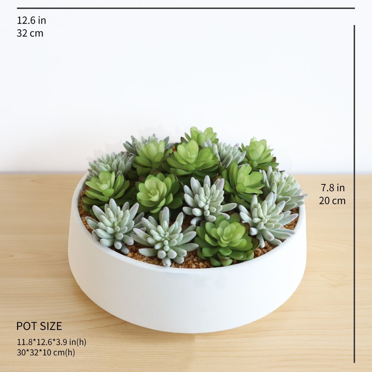 Potted Artificial Plant - Eva Artificial Succulent Arrangement In Low White Pot