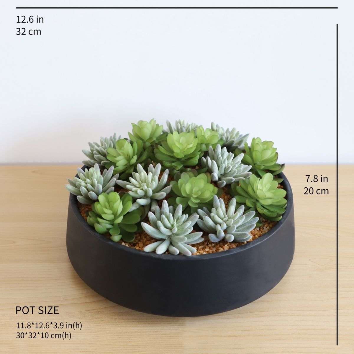 Potted Artificial Plant - Kae Artificial Succulent Arrangement In Low Black Pot