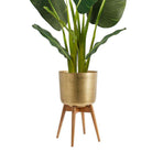 ATZI - Mid-Century Turned Wood Leg Planter Brass (Multiple Sizes) ArtiPlanto