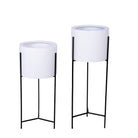 Cira - White Mid-Century Planter With Black Metal Stand (Multiple Sizes) ArtiPlanto